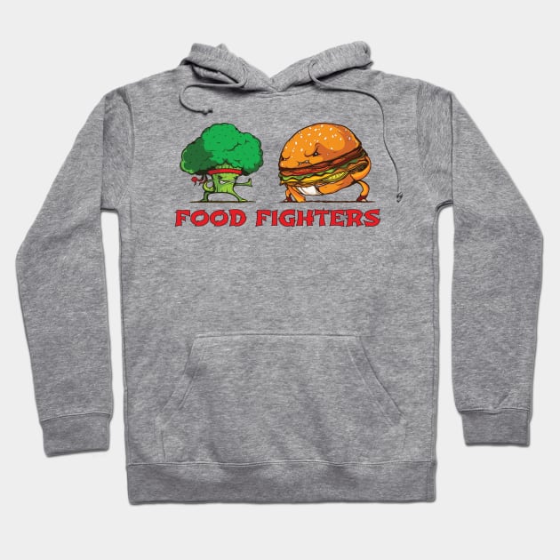 Broccoli and Burger Fighting Food For Martial Arts Lovers Hoodie by extrinsiceye